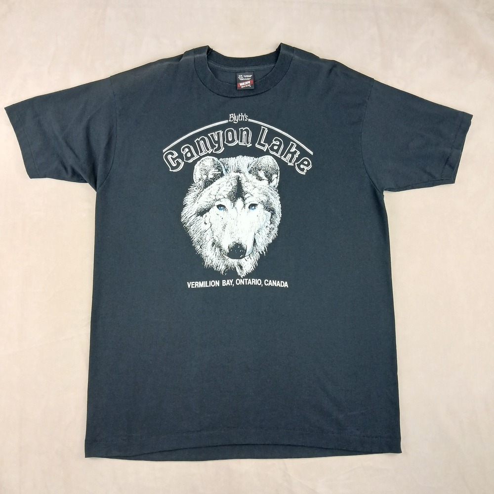 VTG Blyths Canyon Lake Best XL Mens T Shirt Single Stitch Ontario Canada Wolf